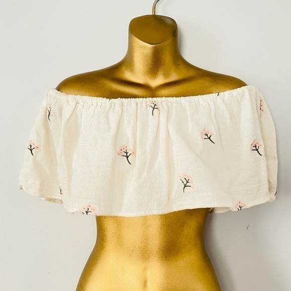 Zara off the shoulder cotton embroidered vacation EASTER outfir - Picture 3 of 6